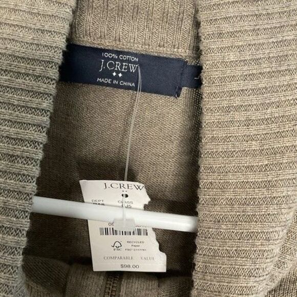 NWT J. Crew Gray 100% Cotton 1/4 Zip Sweater Pullover Men Size Large - Picture 6 of 11